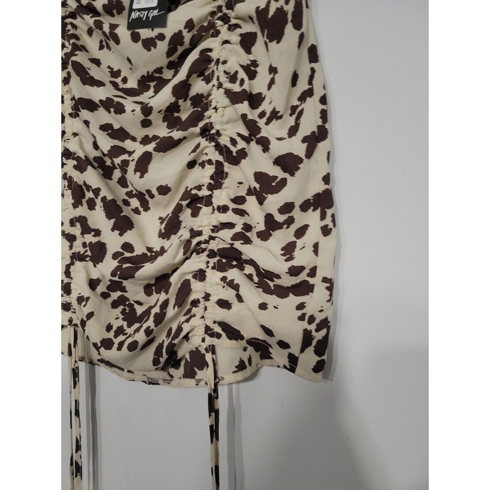 Nasty Gal Ruched Skirt Size 4 Small Ruched‎ Mink Cowprint NWT - Picture 3 of 6